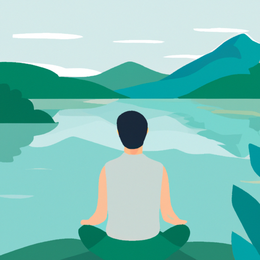 Person meditating in serene nature setting.