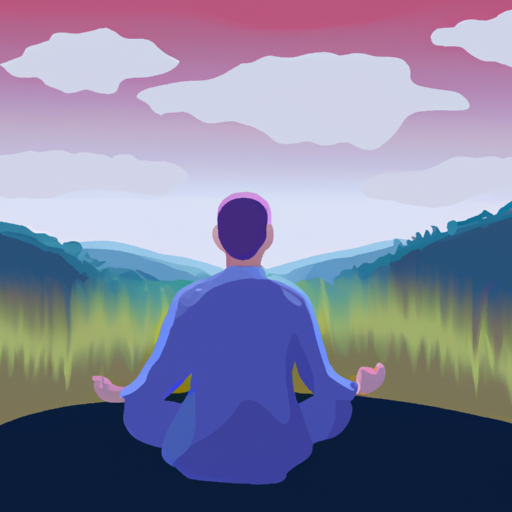 Person meditating in peaceful nature setting.