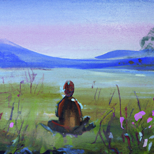 A serene person meditating in nature.