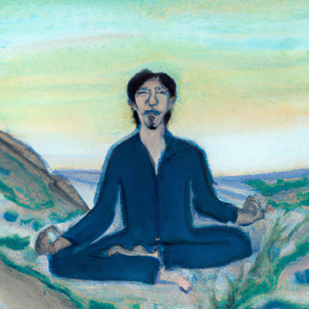 A serene image of a man meditating in a peaceful natural setting.