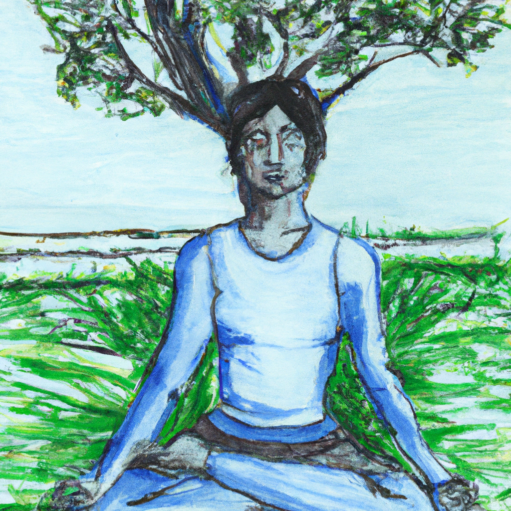 Person meditating peacefully in nature.