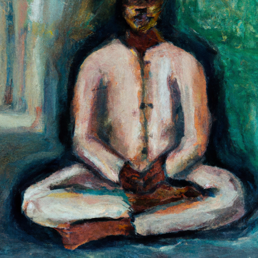 Person sitting cross-legged, meditating peacefully.