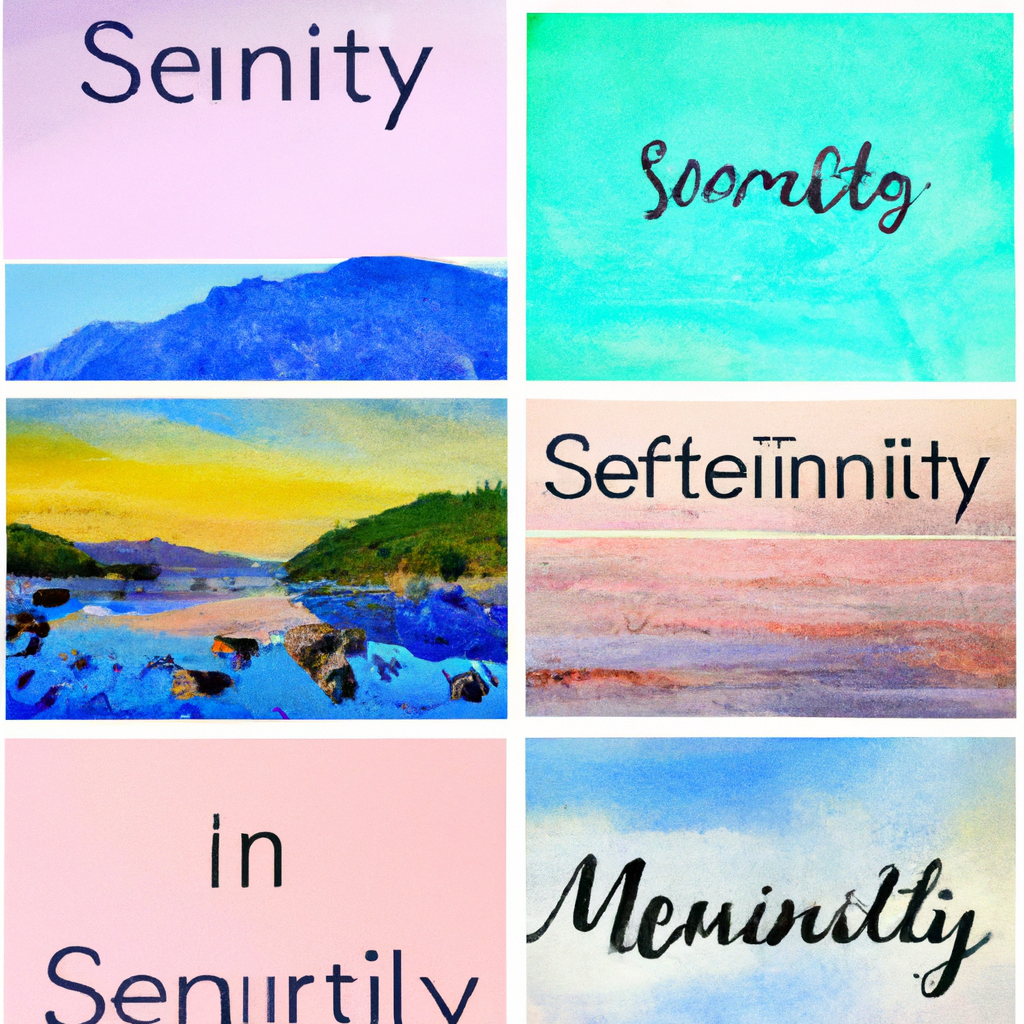 Serenity in mindfulness quotes collage.